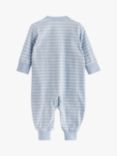 Lindex Baby Organic Cotton Striped Sleepsuit, Light Blue