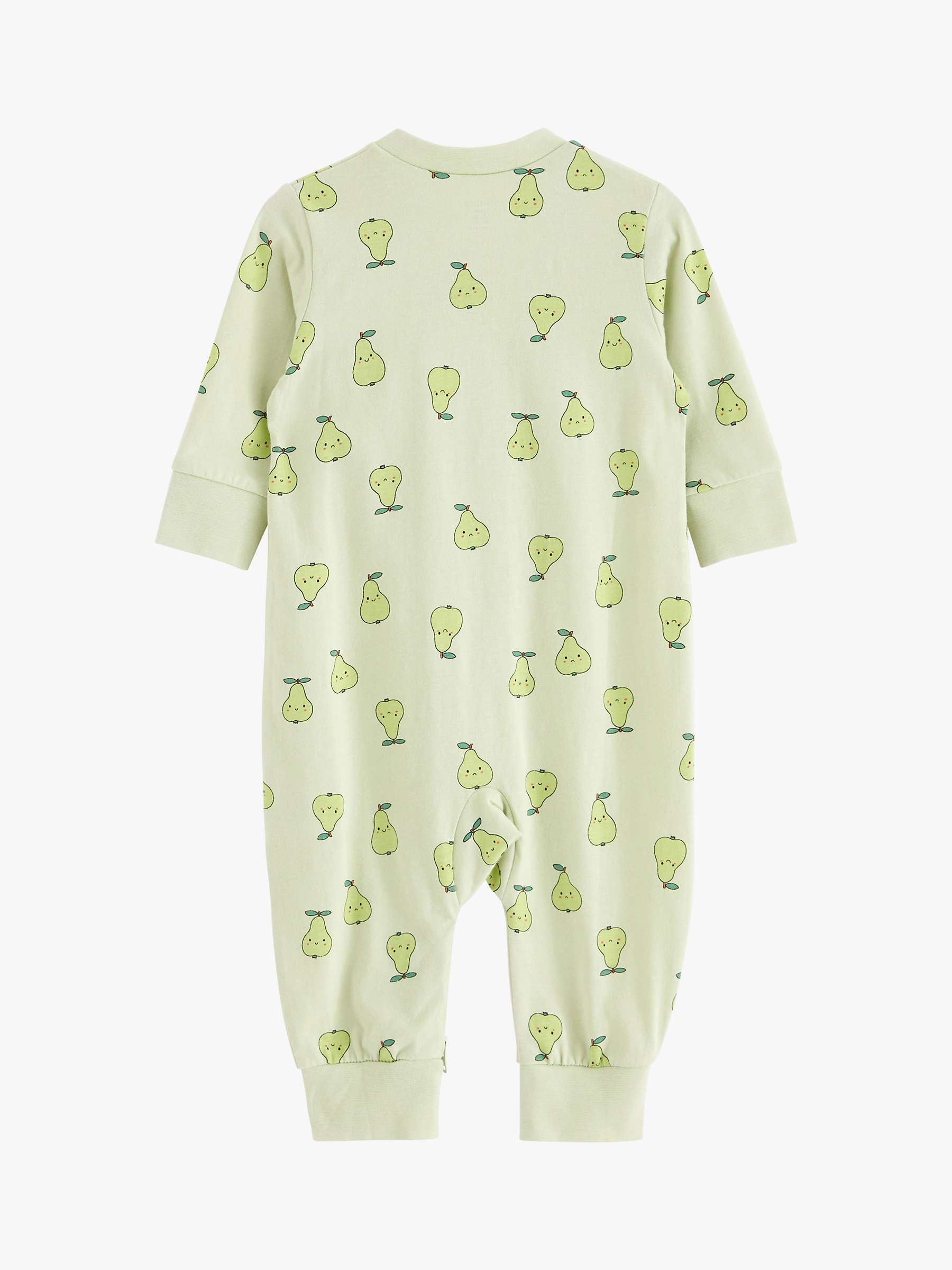 Buy Lindex Baby Organic Cotton Pear Print All-in-One Pyjamas, Light Dusty Green Online at johnlewis.com