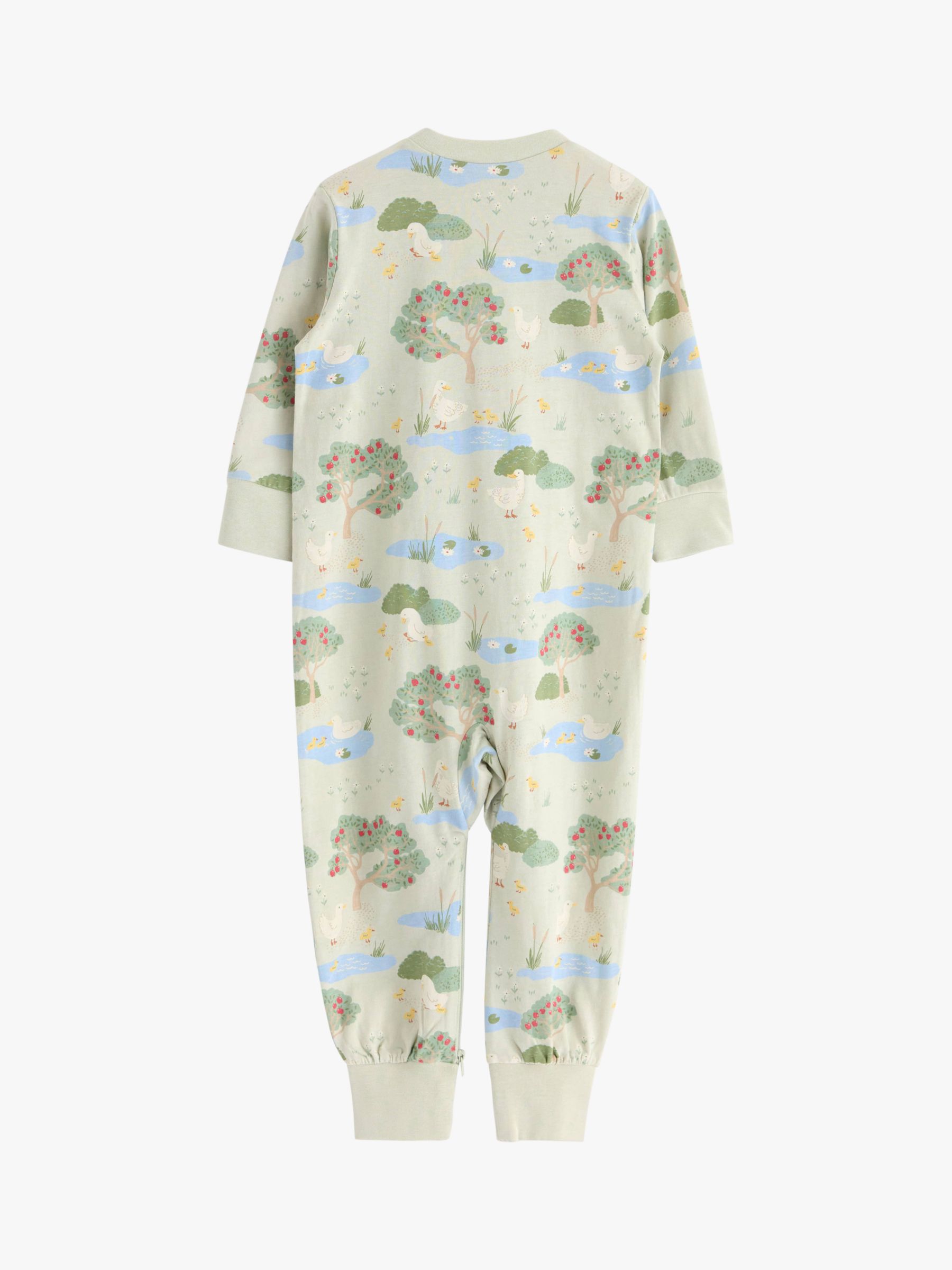 Buy Lindex Baby Organic Cotton Landscape Print All-in-One Pyjamas, Light Green Online at johnlewis.com
