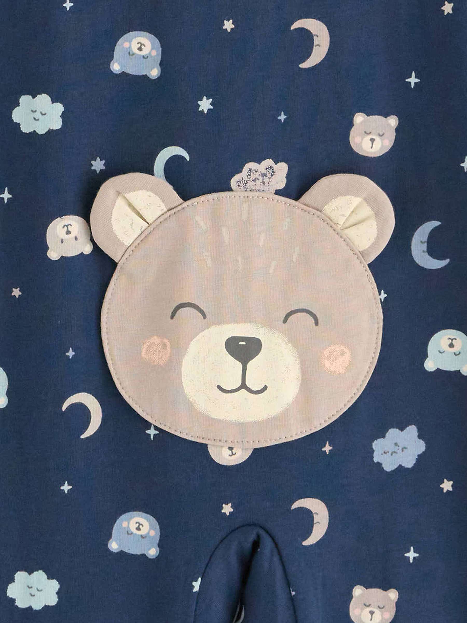 Buy Lindex Baby Organic Cotton Bear Print Sleepsuit, Dark Blue Online at johnlewis.com