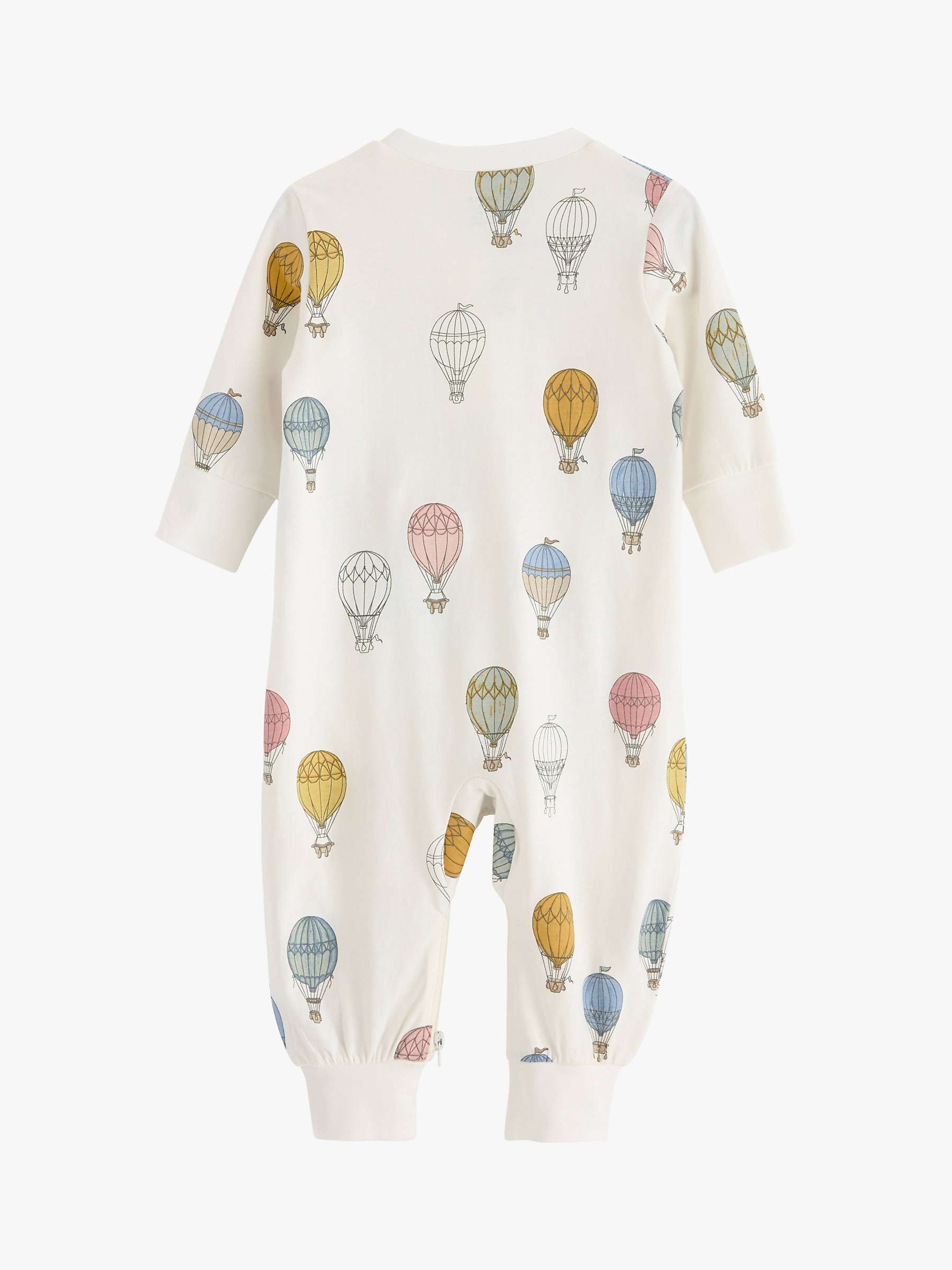 Buy Lindex Baby Organic Cotton Hot Air Balloon Print Sleepsuit, Light Dusty White Online at johnlewis.com