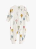 Lindex Baby Organic Cotton Hot Air Balloon Print Sleepsuit, Light Dusty White
