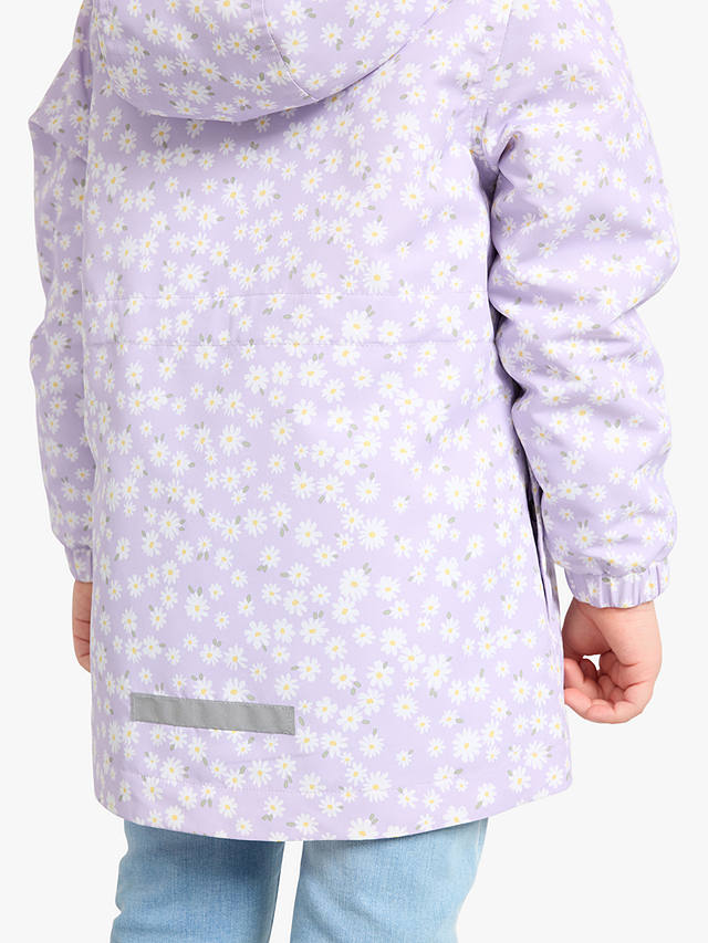 Lindex Kids' Water Repellent Floral Print Jacket, Light Lilac