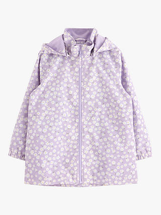 Lindex Kids' Water Repellent Floral Print Jacket, Light Lilac