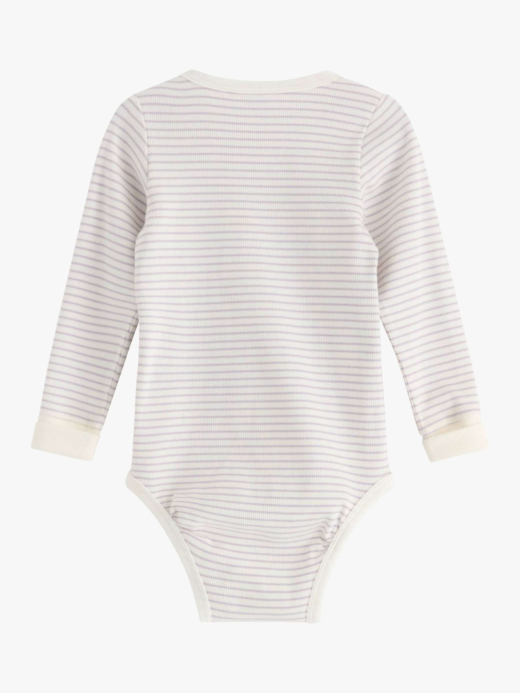 Buy Lindex Baby Organic Cotton Blend Ribbed Stripe Bodysuit, Light Dusty Lilac Online at johnlewis.com