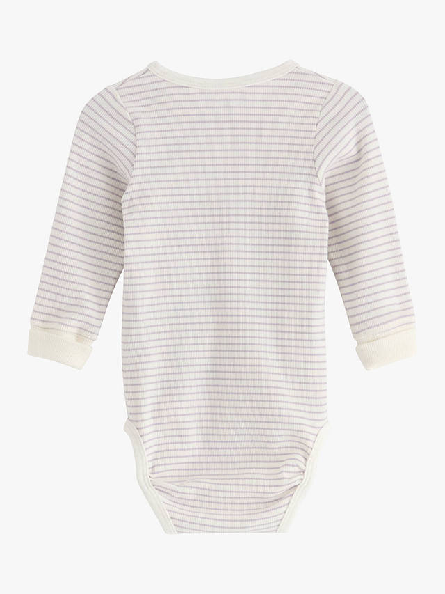 Lindex Baby Organic Cotton Blend Stripe Wrap Bodysuit, Light Dusty Lilac