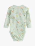 Lindex Baby Organic Cotton Blend Farm Animal Print Bodysuit, Dusty Green