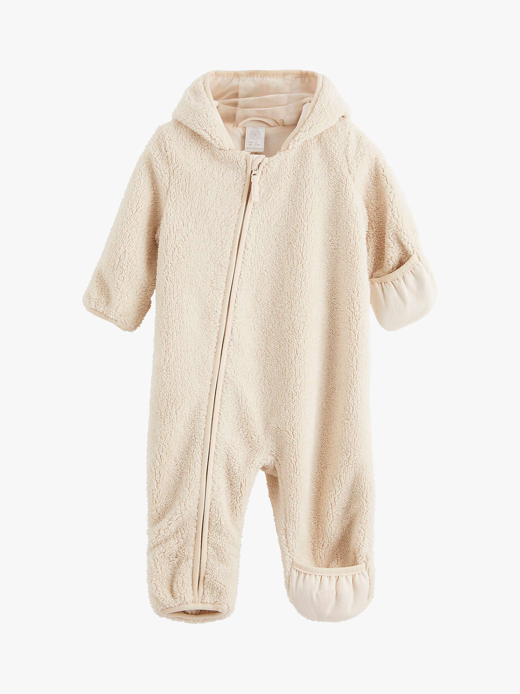 Buy Lindex Baby Fleece Hooded All-in-One, Light Beige Online at johnlewis.com