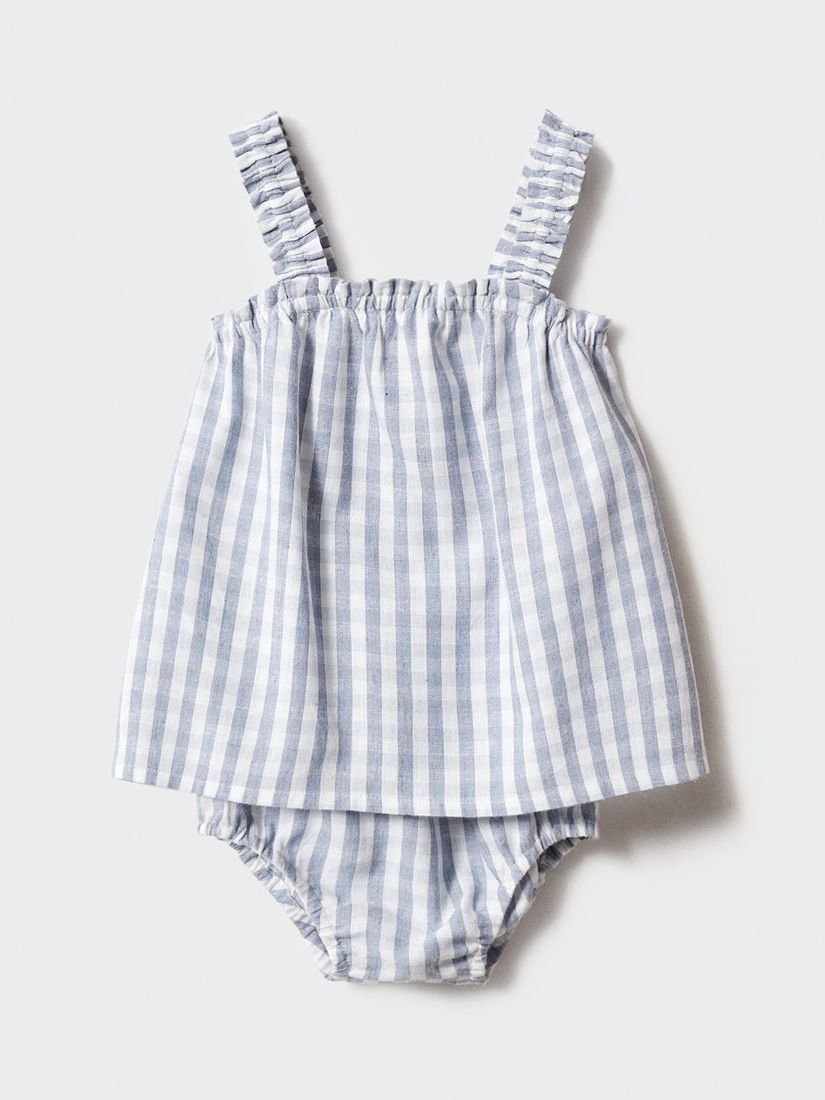 Mango Baby Vichy Check Dress & Bloomer Set, Medium Blue, 1-3 months