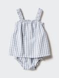 Mango Baby Vichy Check Dress & Bloomer Set, Medium Blue