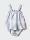 Mango Baby Vichy Check Dress & Bloomer Set, Medium Blue