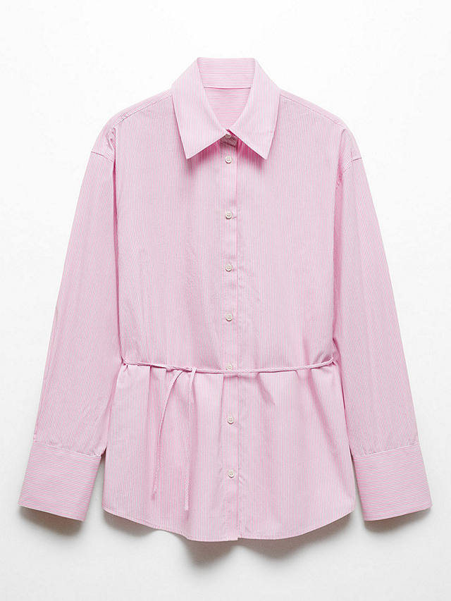 Mango Seoul Striped Cotton Shirt, Pink