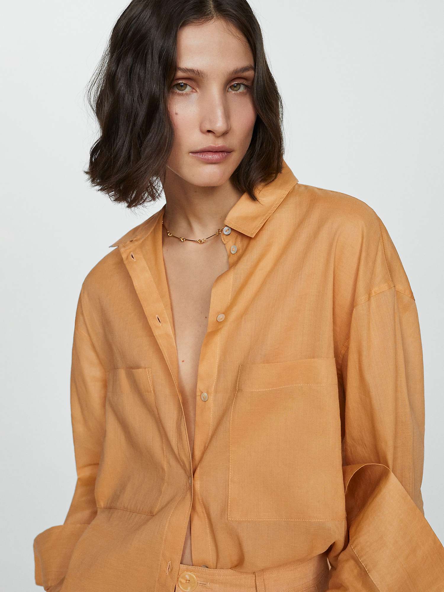 Buy Mango Regina Oversized Shirt, Dark Yellow Online at johnlewis.com