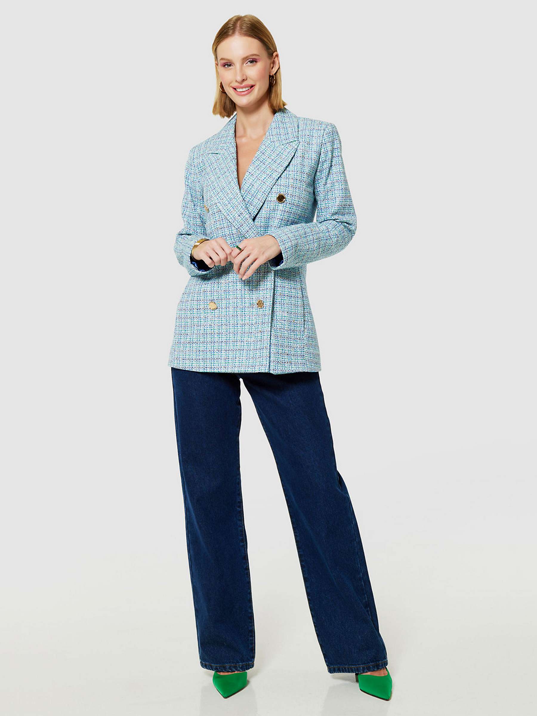 Buy Closet London Tweed Double Breasted Blazer, Blue Online at johnlewis.com