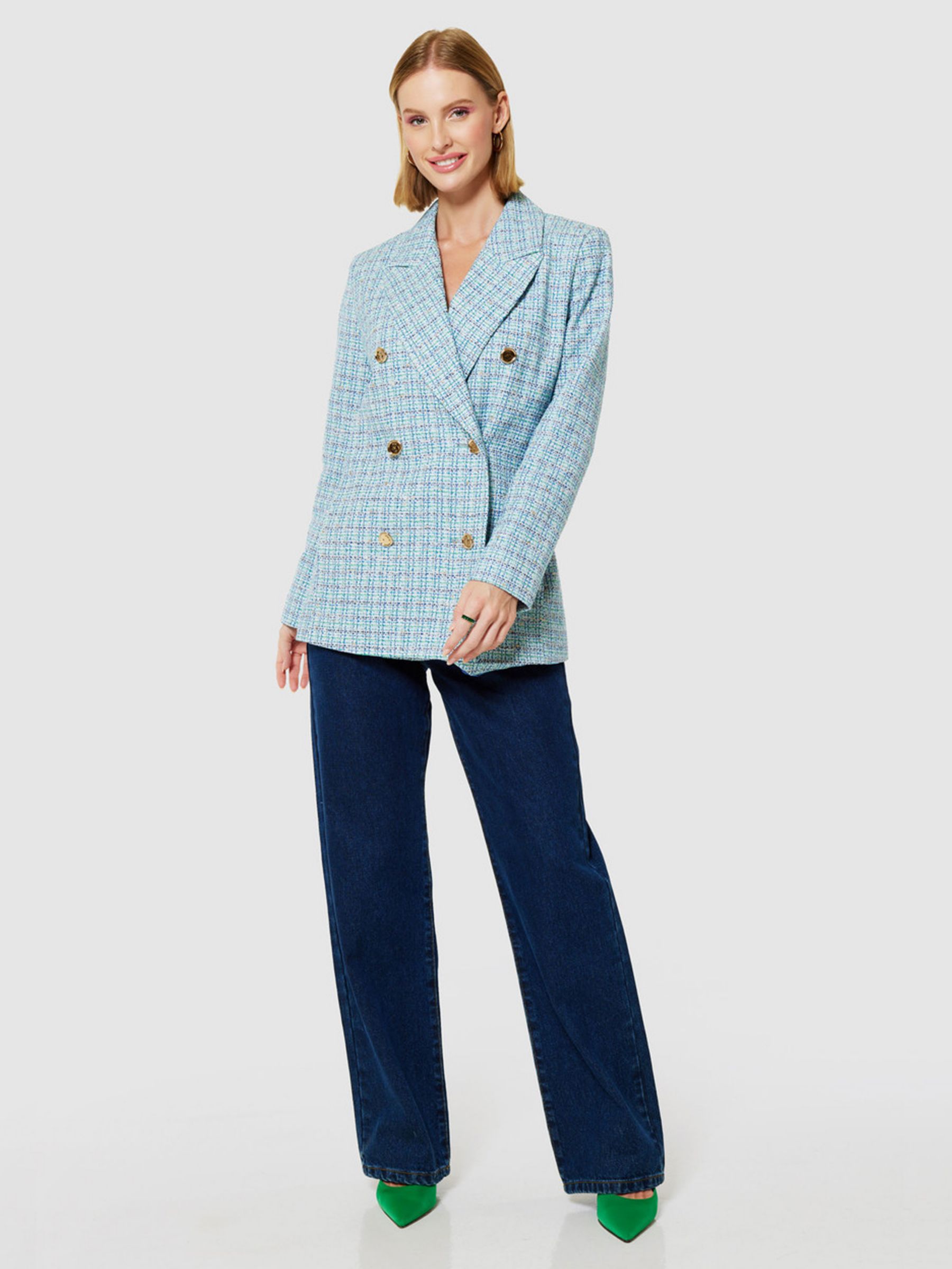 Buy Closet London Tweed Double Breasted Blazer, Blue Online at johnlewis.com