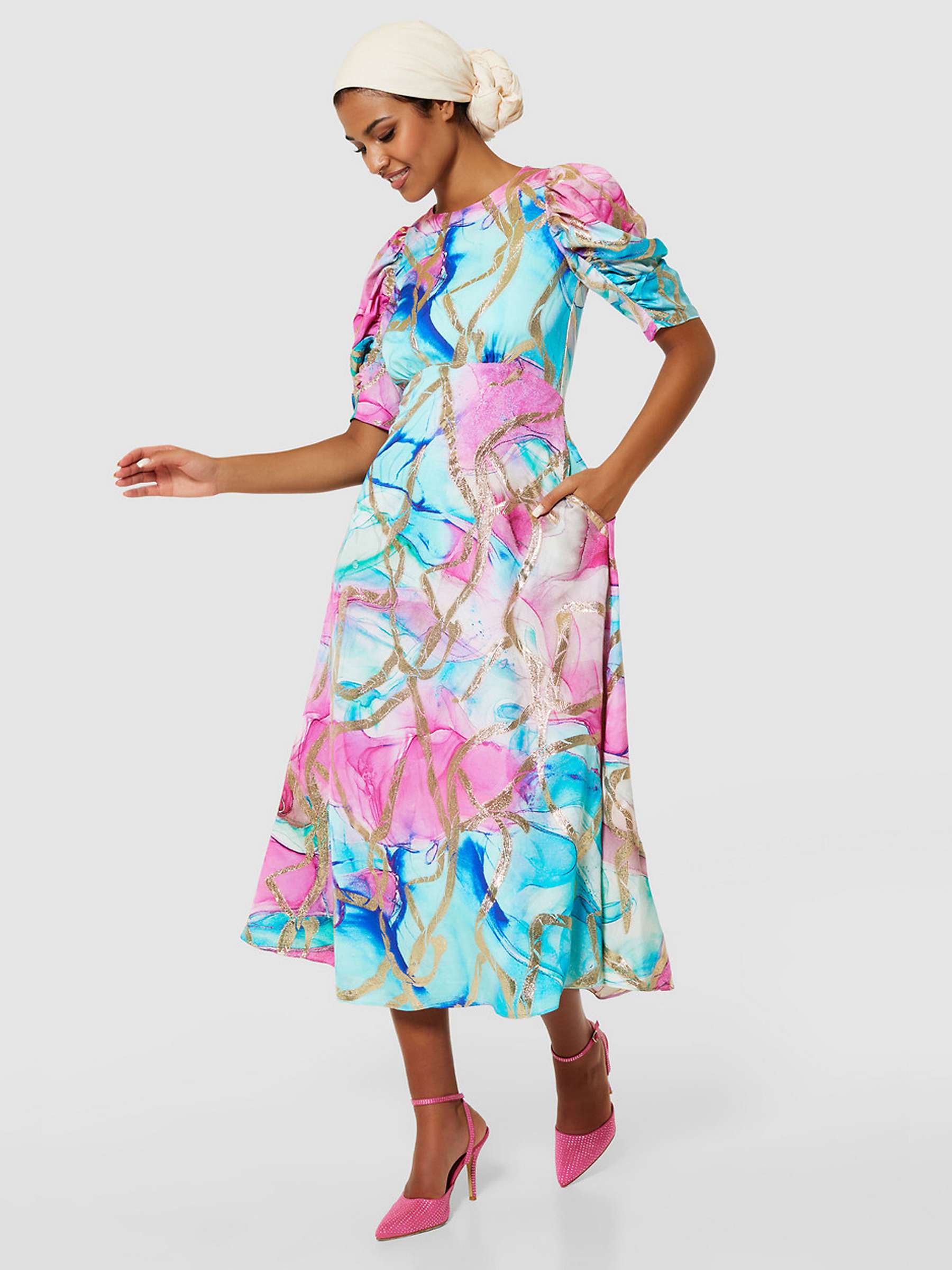 Buy Closet London Jacquard Midi Dress, Aqua Online at johnlewis.com