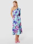 Closet London Floral Asymmetric Midi Dress, Aqua