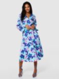 Closet London Floral Wrap Midi Dress, Aqua