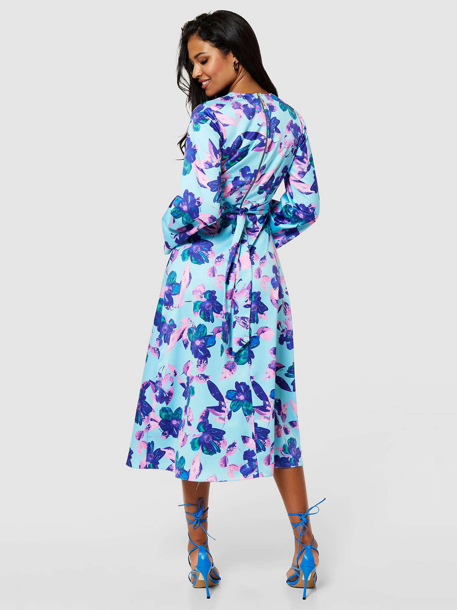 Buy Closet London Floral Wrap Midi Dress, Aqua Online at johnlewis.com