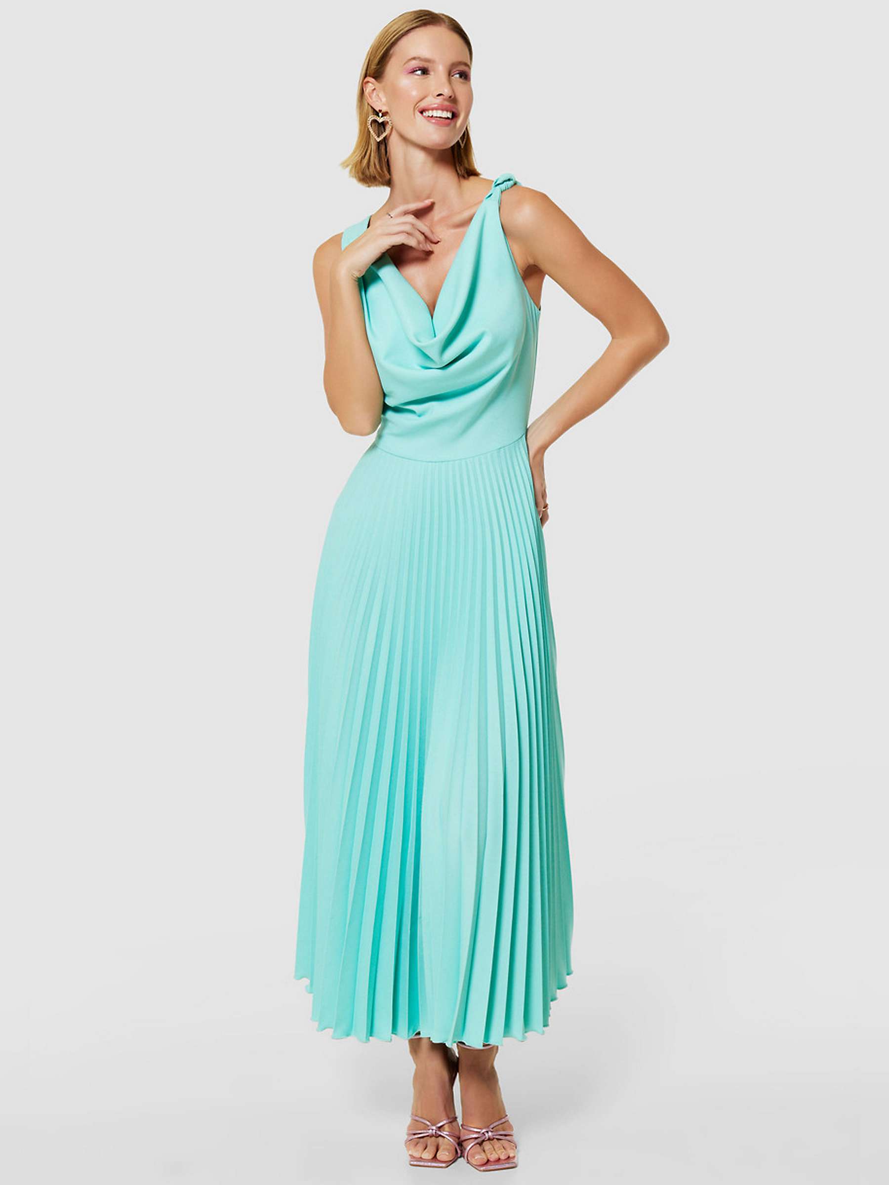 Buy Closet London Pleated Cowl Neck Dress, Sky Blue Online at johnlewis.com