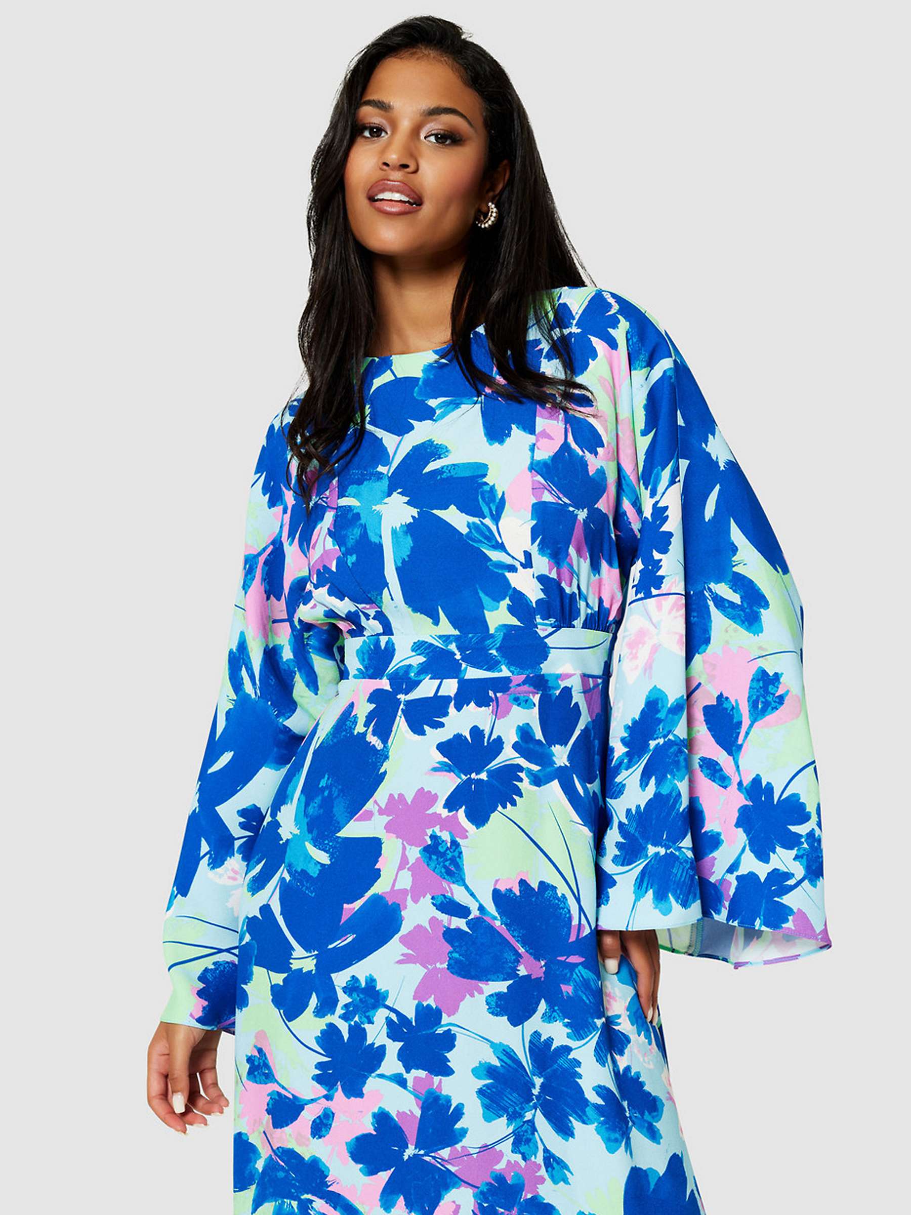 Buy Closet London A-Line Floral Print Kimono Dress, Royal Blue Online at johnlewis.com