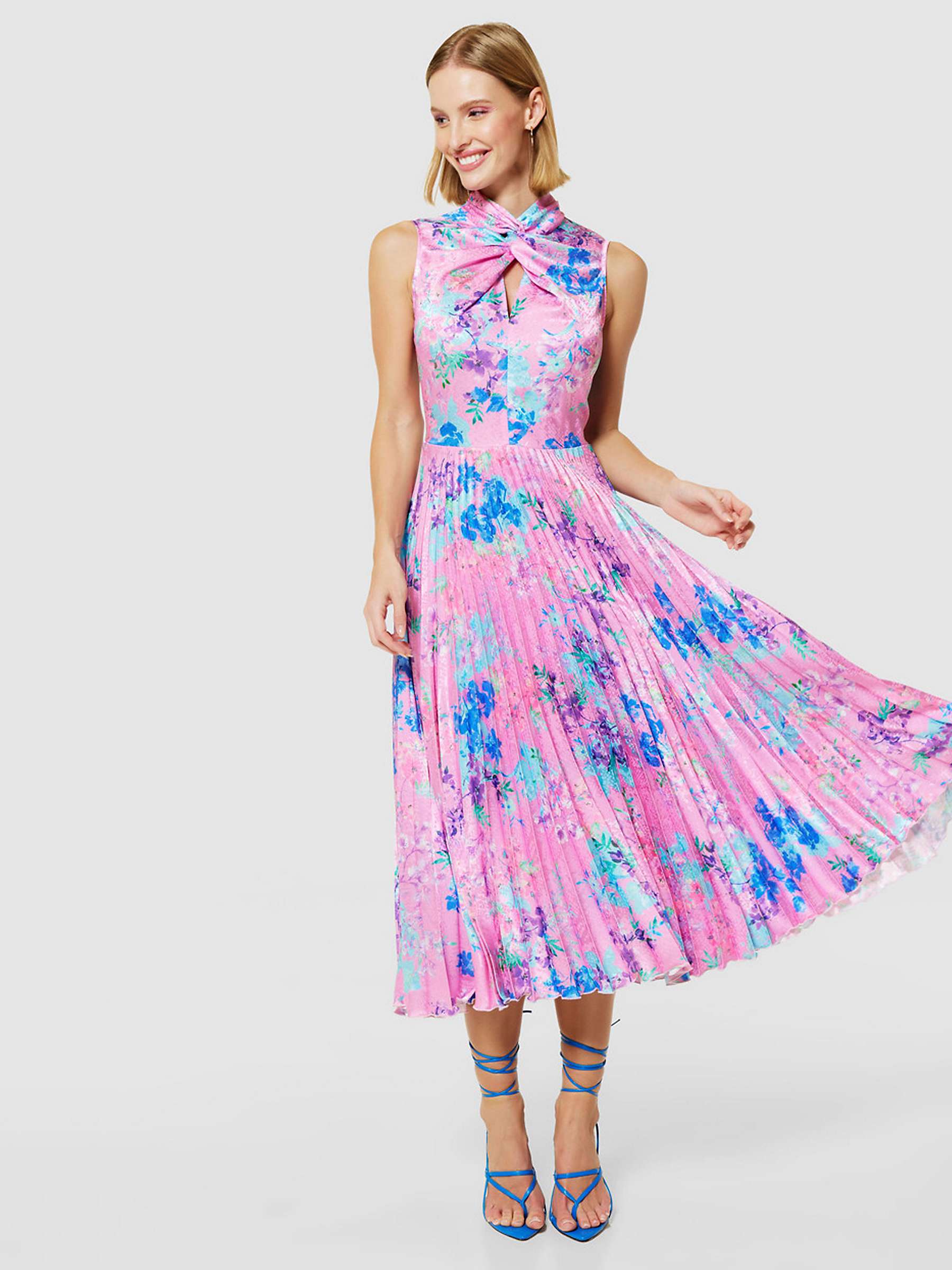Buy Closet London Pleated Jacquard Dress, Pink Online at johnlewis.com