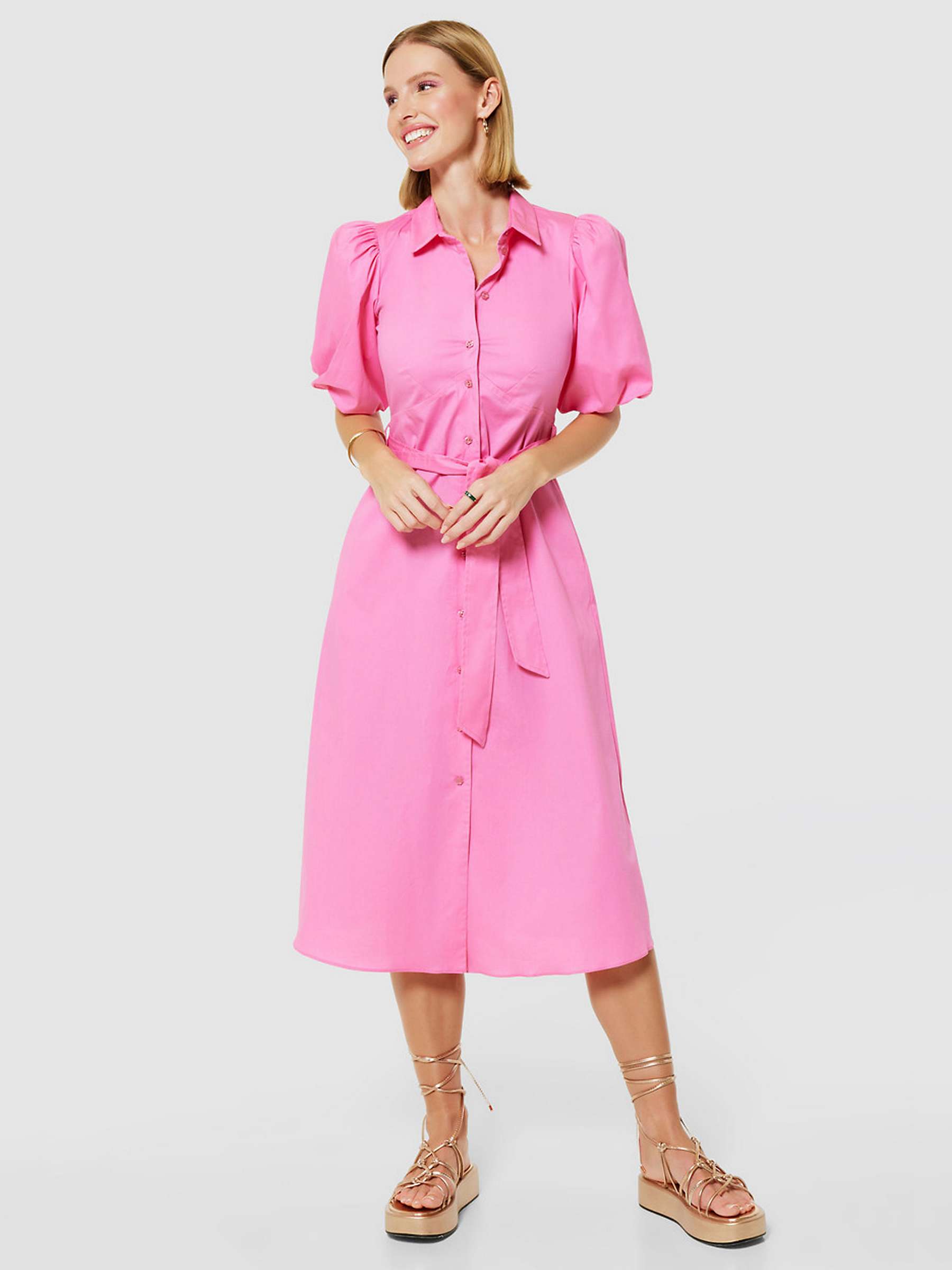 Buy Closet London A-Line Tie Waist Shirt Dress, Pink Online at johnlewis.com