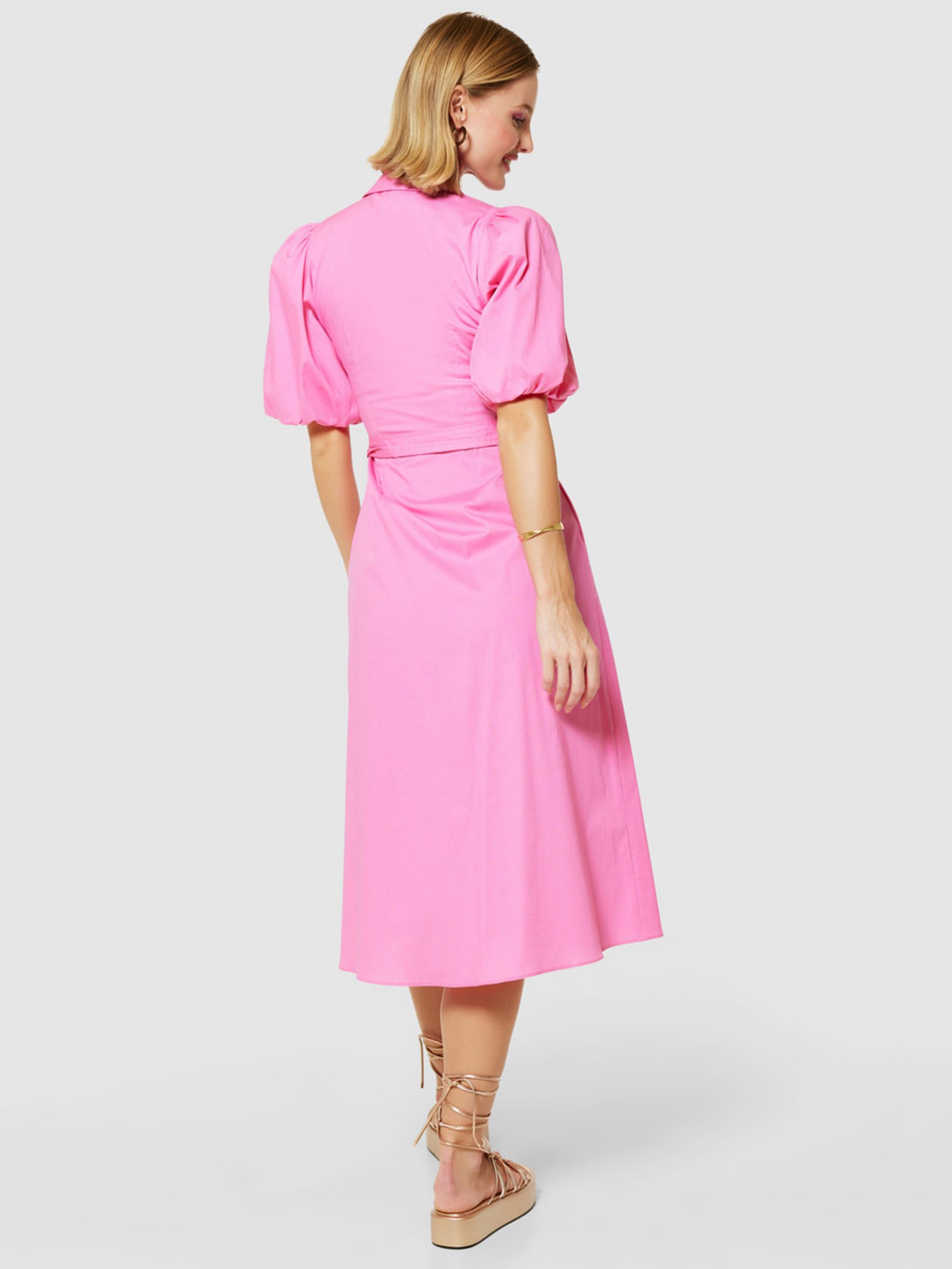 Closet London A-Line Tie Waist Shirt Dress, Pink, 8