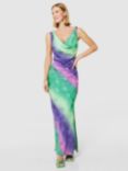 Closet London Leaf Print Cowl Neck Maxi Dress, Purple/Multi