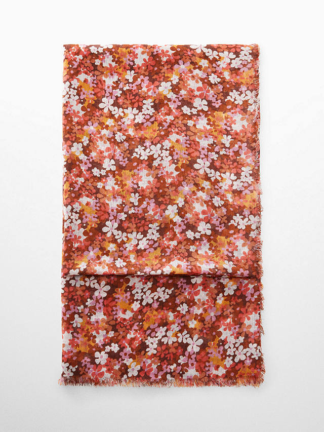 Mango Florence Floral Print Scarf, Pink