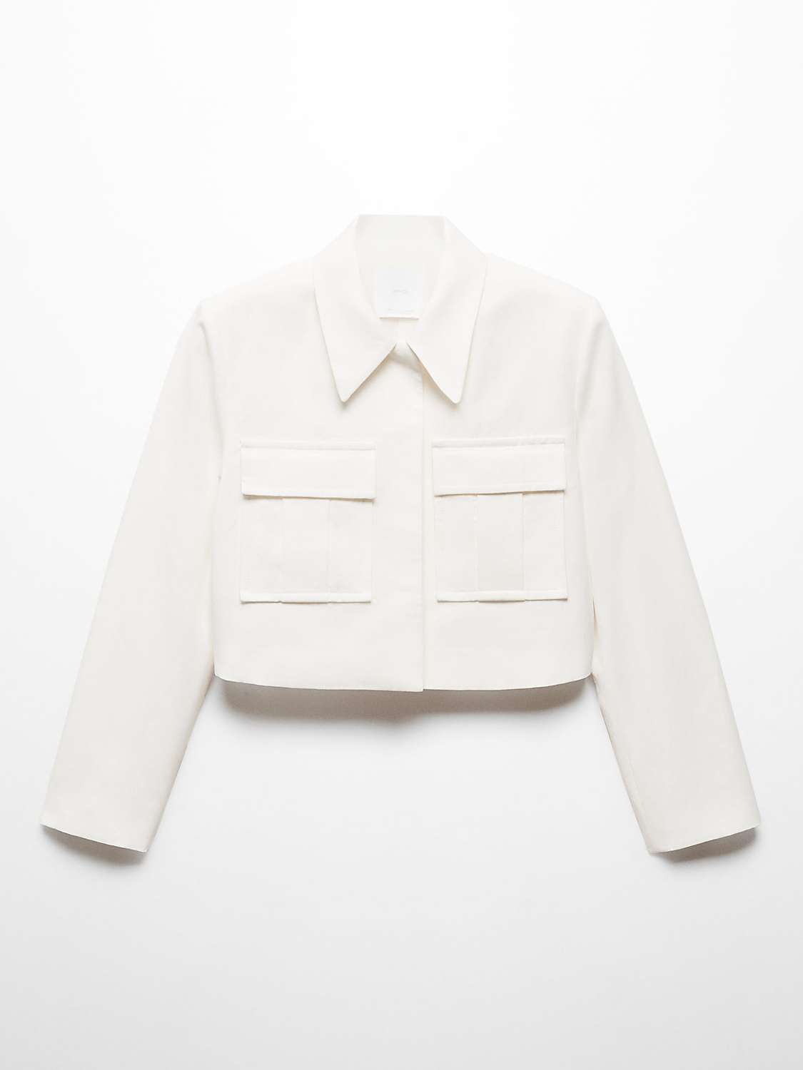 Buy Mango Lugo Linen Blend Cropped Jacket, White Online at johnlewis.com
