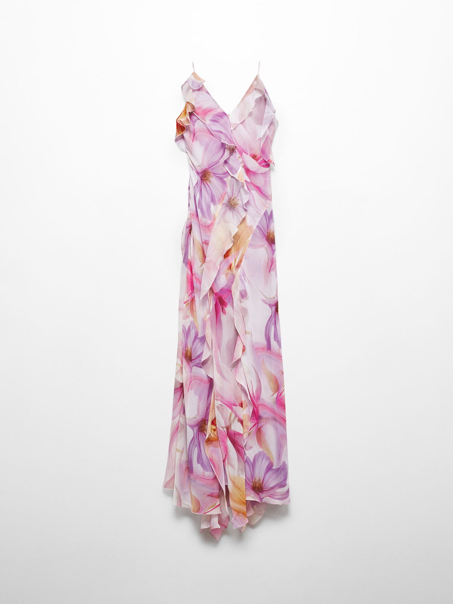 Buy Mango Azalea Ruffled Floral Print Maxi Dress, Purple/Multi Online at johnlewis.com