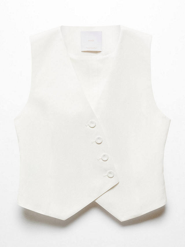 Mango Lugo Suit Cross Buttons Waistcoat, White