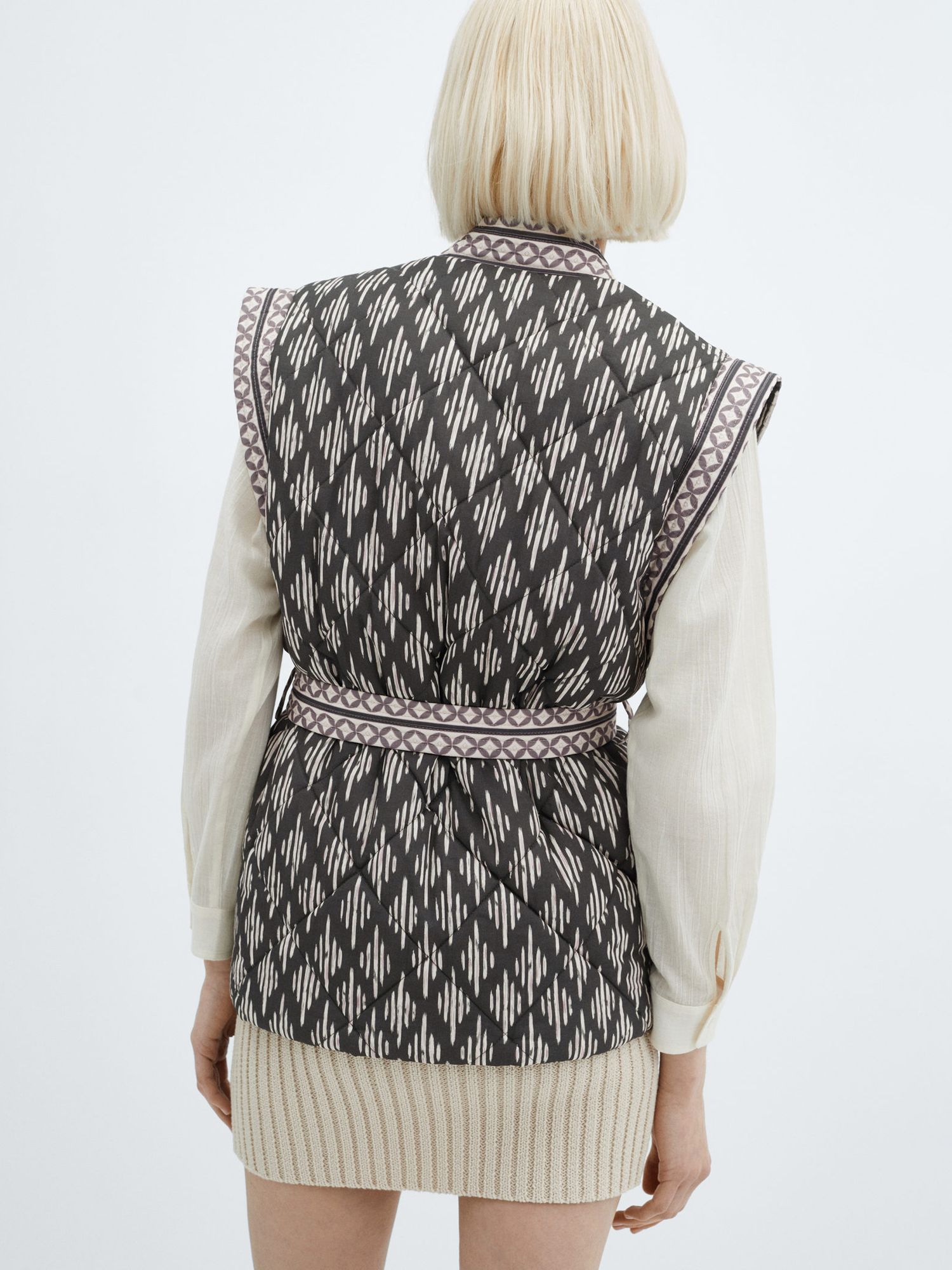 Buy Mango Maya Quilted Abstract Print Gilet, Navy Online at johnlewis.com