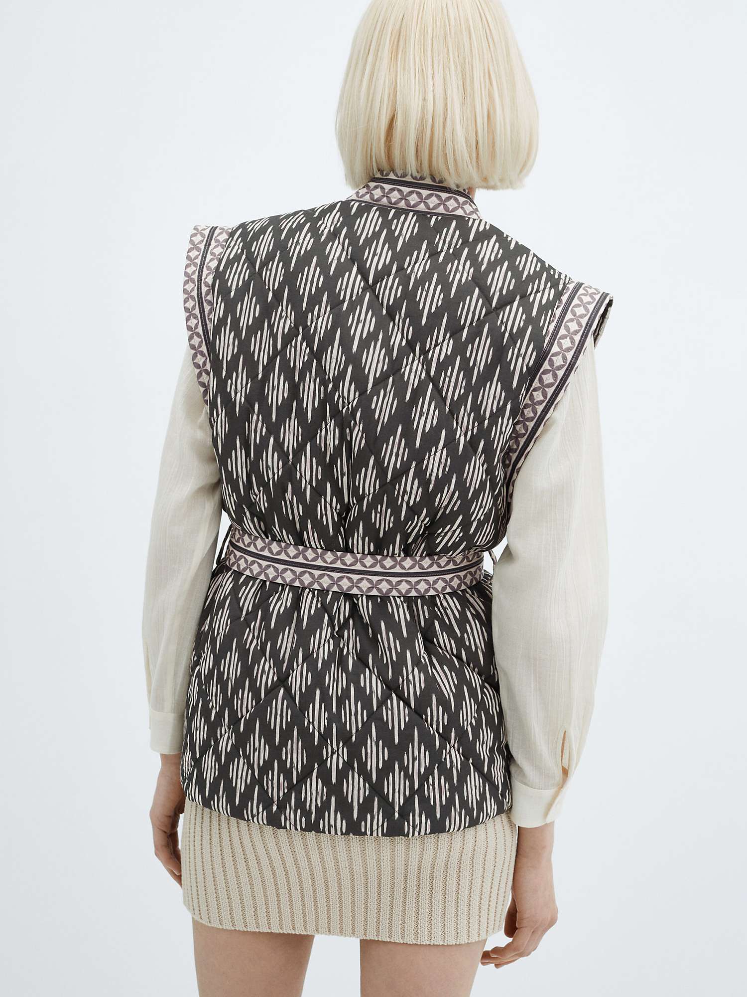 Buy Mango Maya Quilted Abstract Print Gilet, Navy Online at johnlewis.com