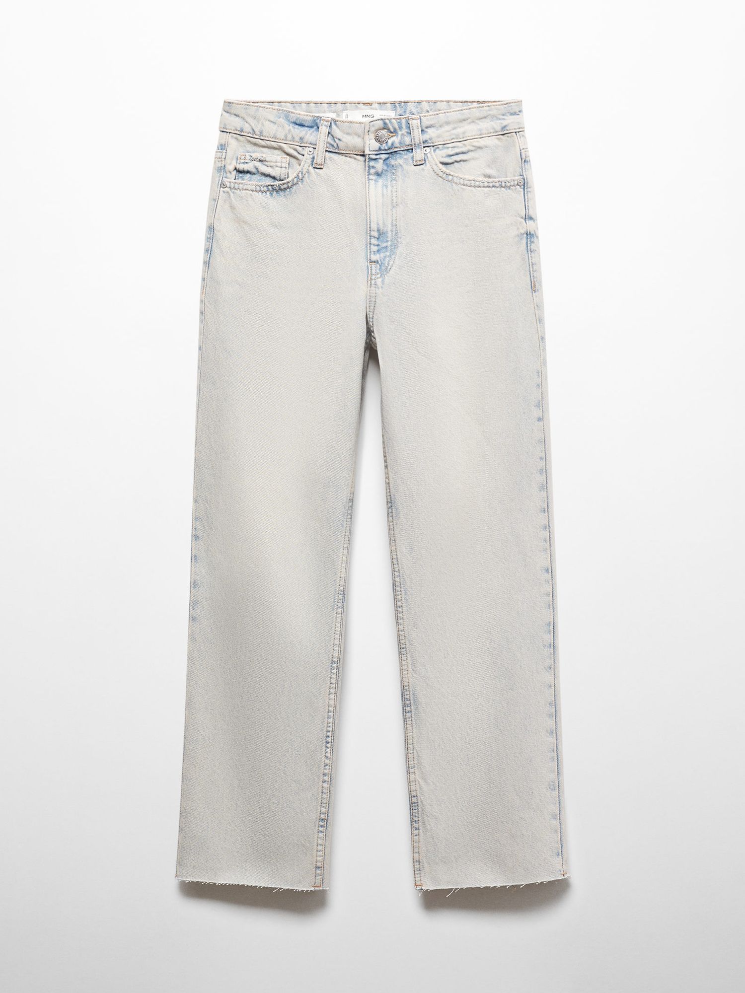 Mango Blanca Straight Cropped Jeans, Open Blue, 10