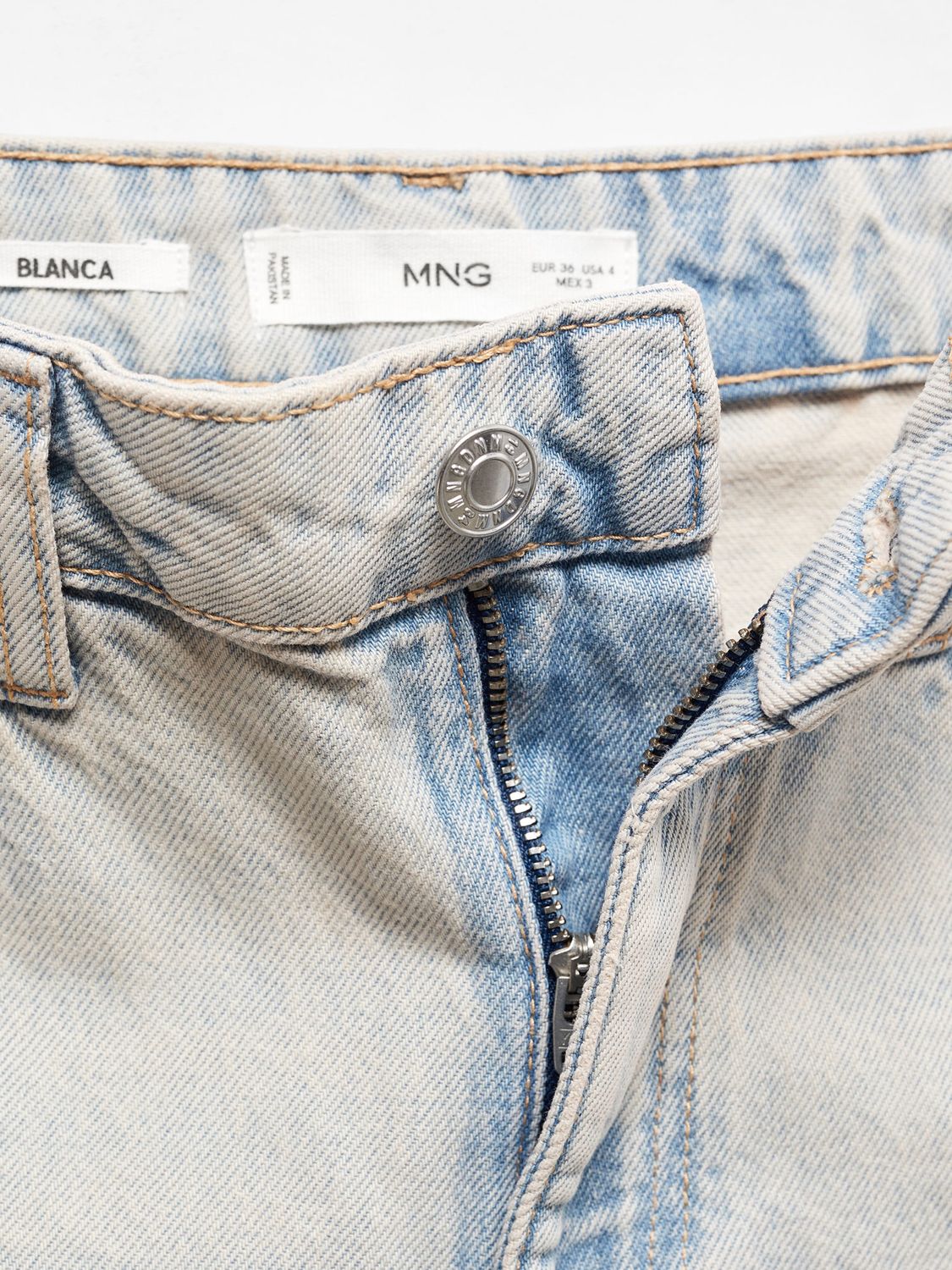 Mango Blanca Straight Cropped Jeans, Open Blue, 10