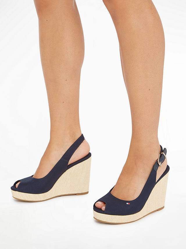 Tommy Hilfiger Iconic Elba Slingback Wedges, Space Blue