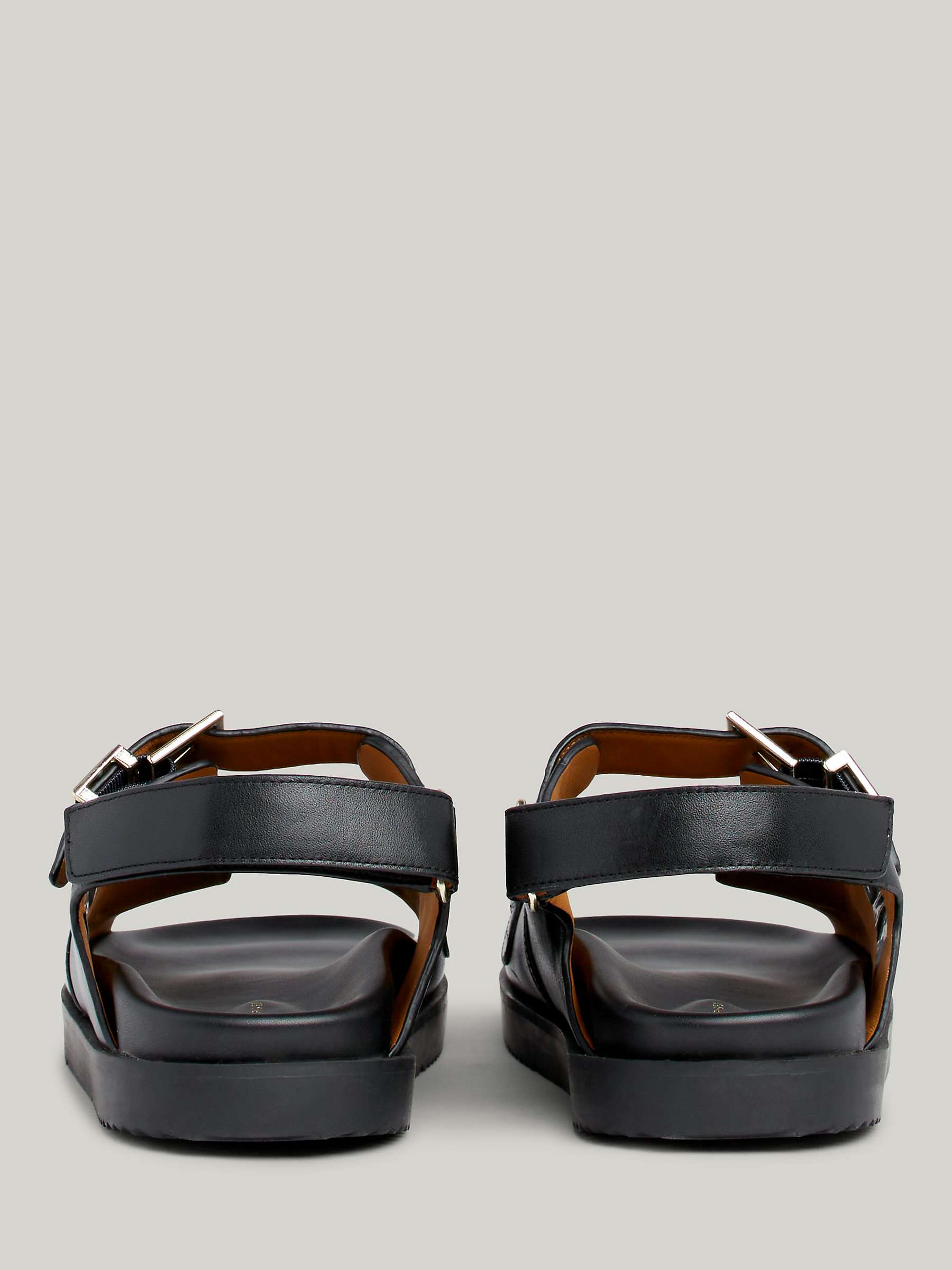 Buy Tommy Hilfiger Monogram Buckle Leather Sandals, Black Online at johnlewis.com