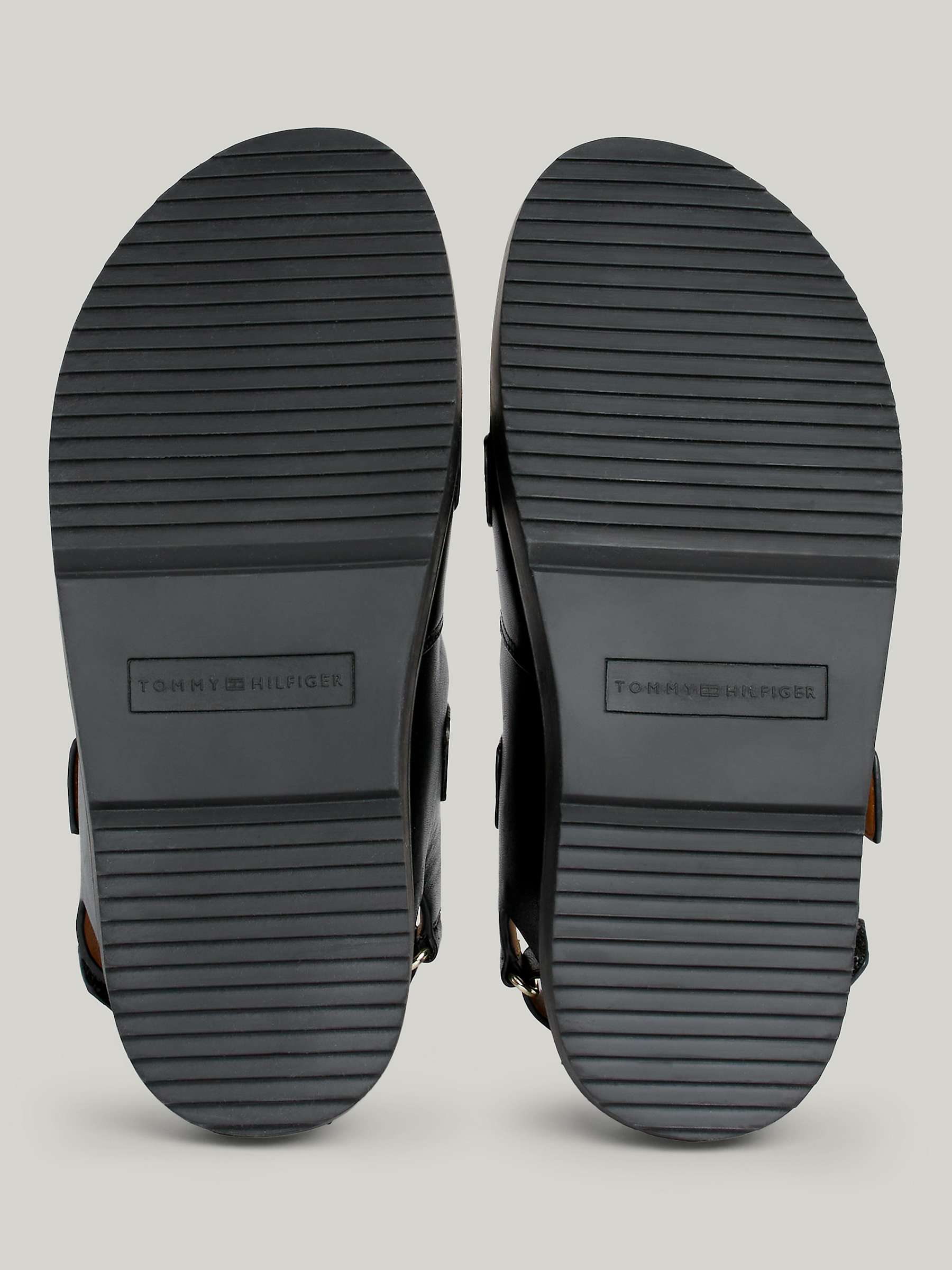 Buy Tommy Hilfiger Monogram Buckle Leather Sandals, Black Online at johnlewis.com