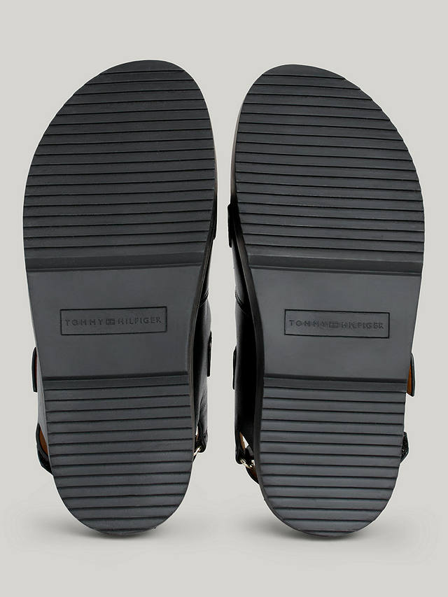 Tommy Hilfiger Monogram Buckle Leather Sandals, Black