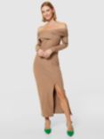 Closet London Bodycon Bardot Midi Dress, Brown