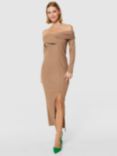 Closet London Bodycon Bardot Midi Dress, Brown