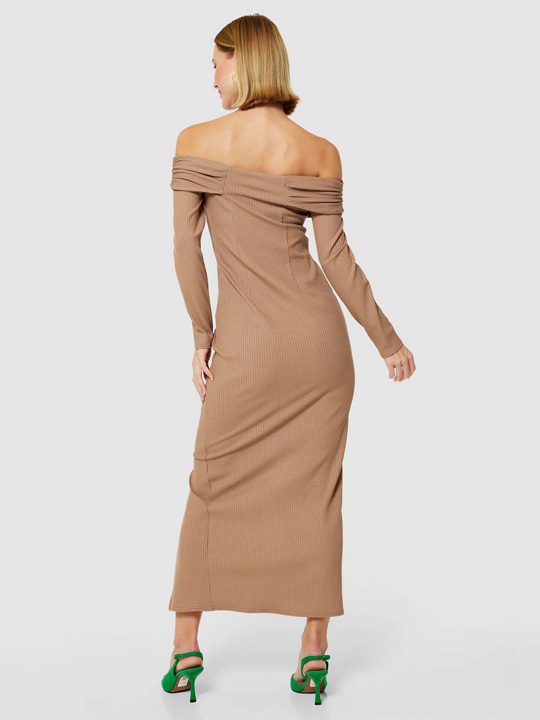 Buy Closet London Bodycon Bardot Midi Dress, Brown Online at johnlewis.com
