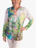 chesca Abstract Spring Flowers Print Pintuck Shirt, Green/Multi