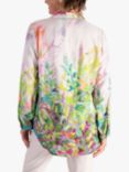 chesca Abstract Spring Flowers Print Pintuck Shirt, Green/Multi