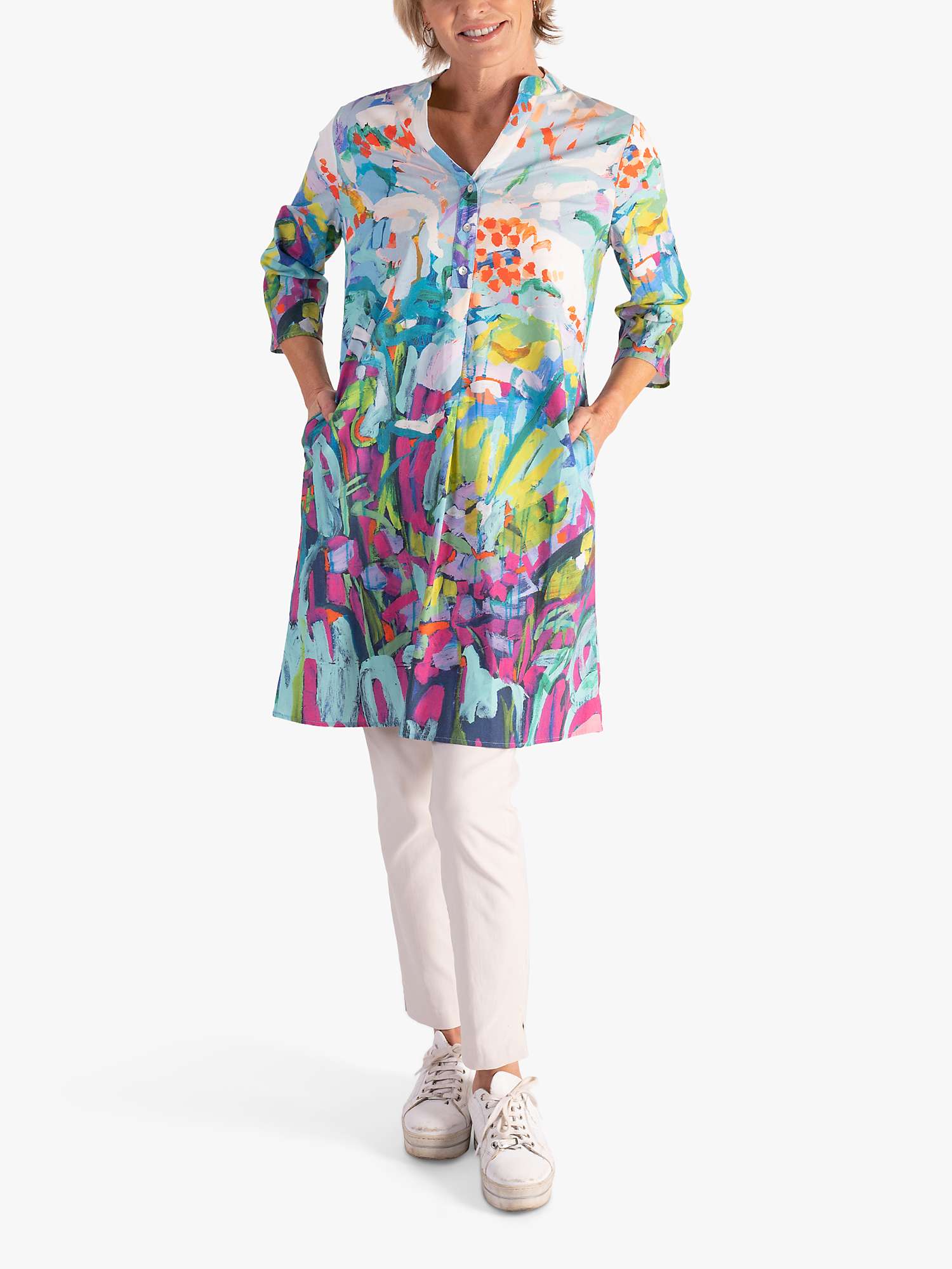 Buy chesca Abstract Flower Garden Print Dress, Blue/Multi Online at johnlewis.com