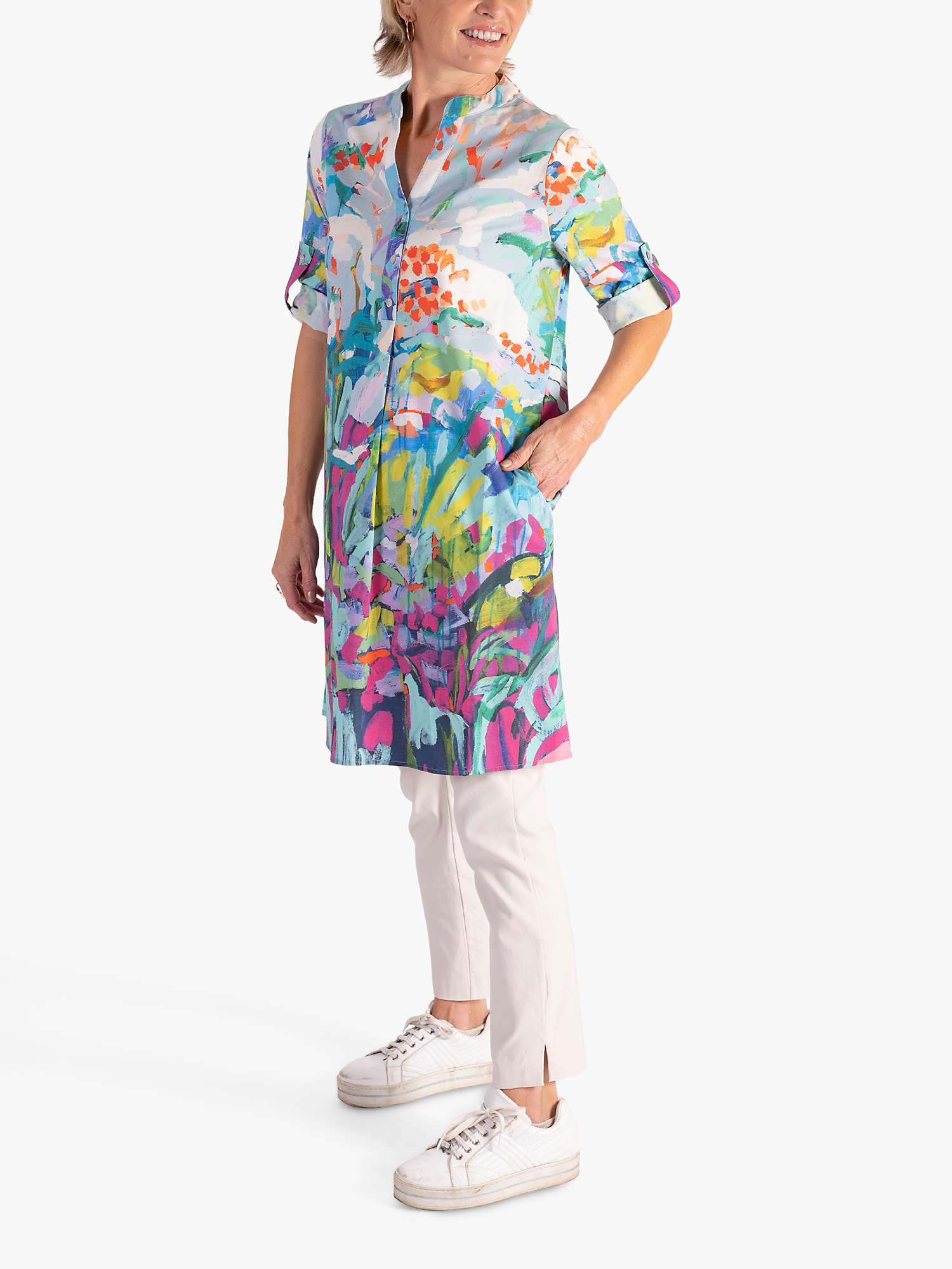 Buy chesca Abstract Flower Garden Print Dress, Blue/Multi Online at johnlewis.com
