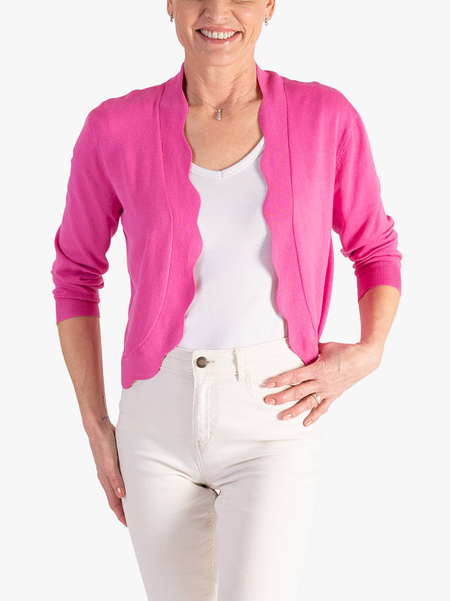 chesca Scalloped Edge Cardigan, Pink