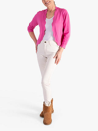 chesca Scalloped Edge Cardigan, Pink